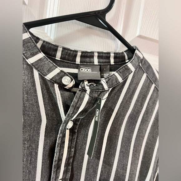 ASOS Pinstripe Grey button up shirt L - Picture 3 of 5